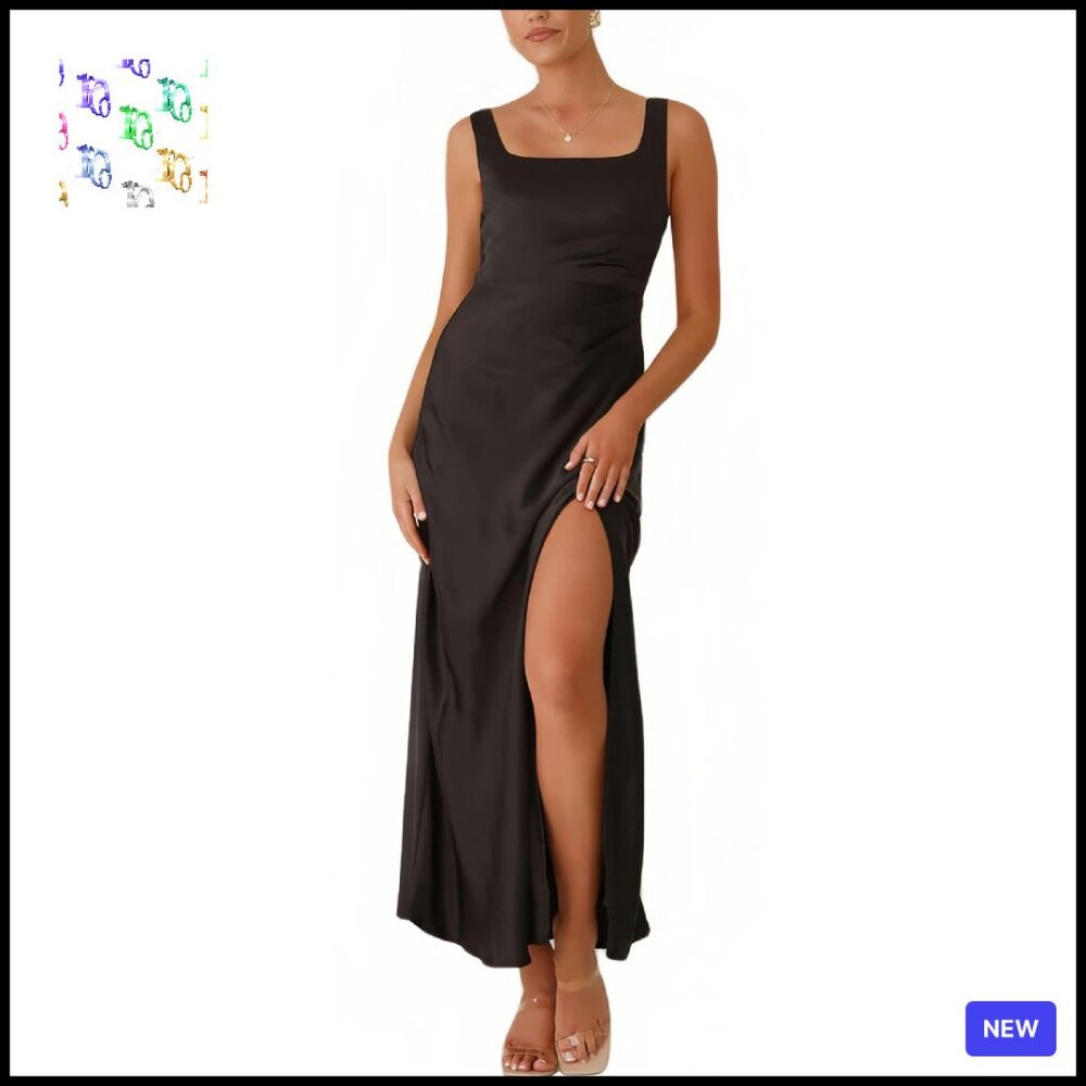 Satin Maxi Dress Elegant Formal Wedding Guest Slit Side Ruched Chic